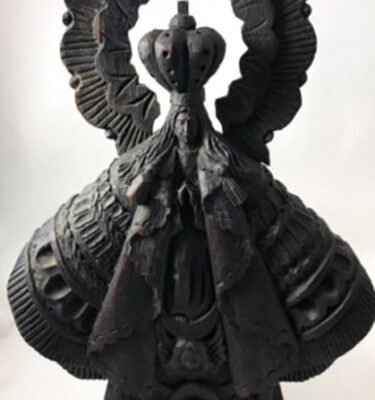 Antique Hand Carved Black Virgin Icon